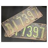 (2) 1937 NJ License Plates