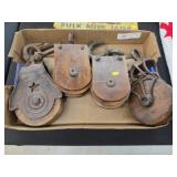 (3) Wooden Pulleys