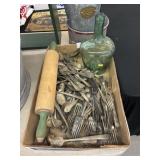 Flatware w/ Blown Glass Bottle