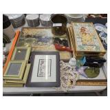 Framed Goods w/ Brass Pail