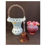 Coinspot Basket w/ Hobnail Vase & Bell
