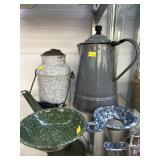Agateware Coffeepot w/ Cream Pail