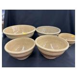 (5) Stoneware Banded Nesting Bowls