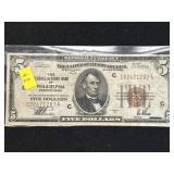 1929 Philadelphia $5 Bank Note