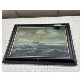 Unsigned Oil on Canvas of Ship
