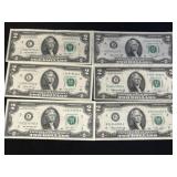(6) Asst. $2 Bills