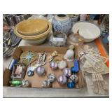 Stoneware Bowls w/ Asst. Ornnts. & Crocheted