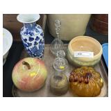 Porcelain Vase w/ Cruet Bottles & Dec. Pottery