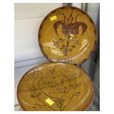 (2) Foltz Pottery Redware Plates