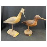 (2) Carved Wood Shore Birds