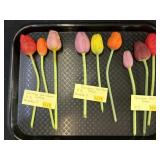(9) German Art Glass Tulips