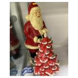 Vtg. Santa w/ Ceramic Tree & Ornament