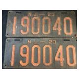 (2) 1923 NJ License Plates