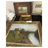 (3) Unsigned Oil on Boards