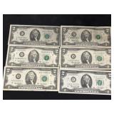 (6) 1976 $2 Dollar Bills