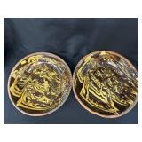 (2) Redware Marbled Slipware Bowls