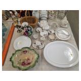 Chinaware, Serving Dishes & Woven Basket