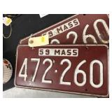 (2) 1959 Mass. License Plates