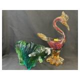 (2) Art Glass Figurines