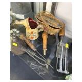 Woven Basket w/ Toleware & Kitchenwares