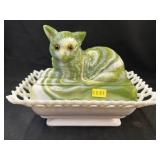 Slag Glass Cat Canister