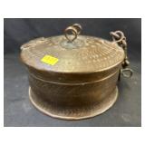 Middle Eastern Engraved Copper Canister
