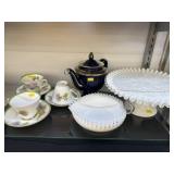 Fenton Silvercrest w/ Royal Dalton Cups/Saucers