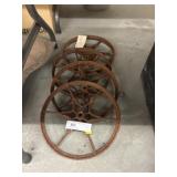 (4) Early Cast Metal Wheels