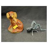 Breininger Redware Dog w/ Grasshopper