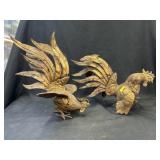 (2) Brass Plated Fighting Cocks