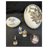 (2) Paint Decorated Eggs w/ Occ. Japan Figs.