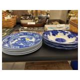 Flowblue Bowls w/ Transferware Plates