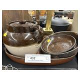 Antique Redware w/ Stoneware Canister