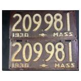 (2) 1930 Mass. License Plate