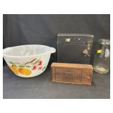 Fire King Mixing Bowl w/ Milk Bottle & Vtg. Camera