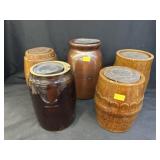 (5) Stoneware Canisters