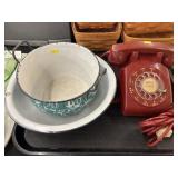 Vintage Rotary Phone w/ Agateware
