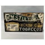 Rare 19th C. Glass-Over-Tin Stultz Tobacco Sign