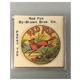Beautiful Red Fox Brown Bros Chewing Tobacco Tag