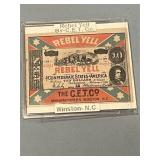 Rare "Rebel Yell" Confederate Tobacco Paper Tag
