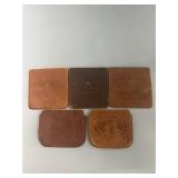 Five Leather Antique Tobacco Advertising Pouches