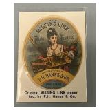 Rare Oval "Missing Link" Paper Tobacco Tag