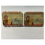 Two Round Corner B.F. Gravely Flat Tobacco Tins