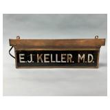 Backlit E.J. Keller M.D. Hanging Trade Sign