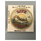 Great "Life Boat" Chewing Tobacco Paper Tag