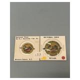 2 Different Size "National Chew" Tobacco Tin Tags