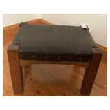 Oak Vinyl Upholstered Footstool