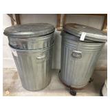 3 Galvanized Waste Cans