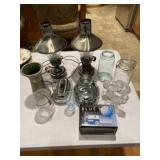 Table Lights w/ Silver Plate Svg. Pcs. & Still