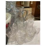 Cut Glass Water Pitcher Set